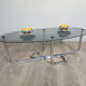 Table basse ovale en verre années 70