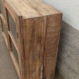 Glass sideboard in antique wood