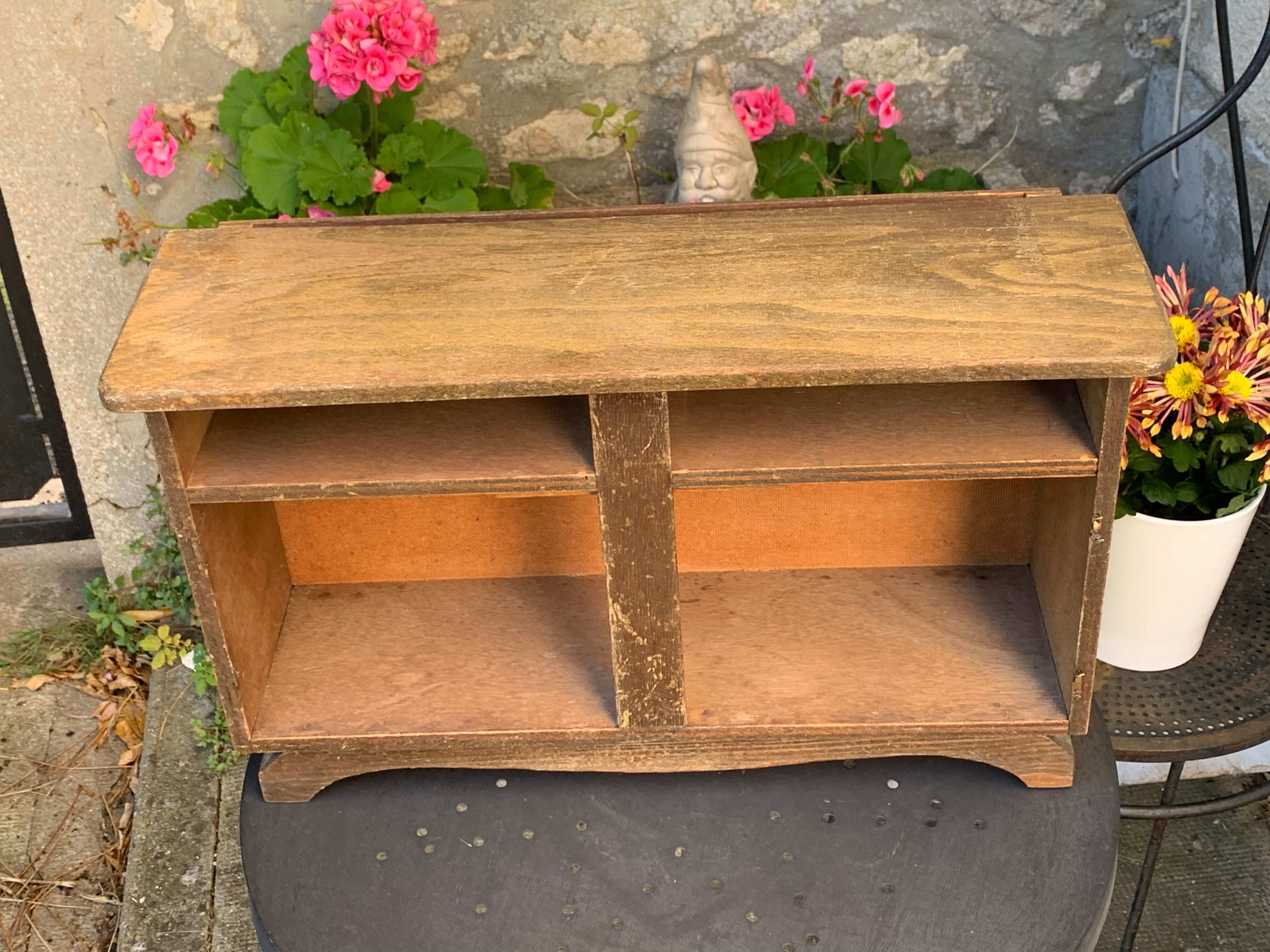 Wooden sideboard without doors for vintage dolls