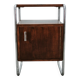 Bauhaus Oak and Chrome Tubular Nightstand, Czechoslovakia 1940s