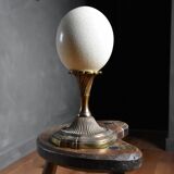 Ostrich egg on brass base