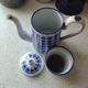 Antique BB Frères enamelled sheet metal coffee maker, Damier model