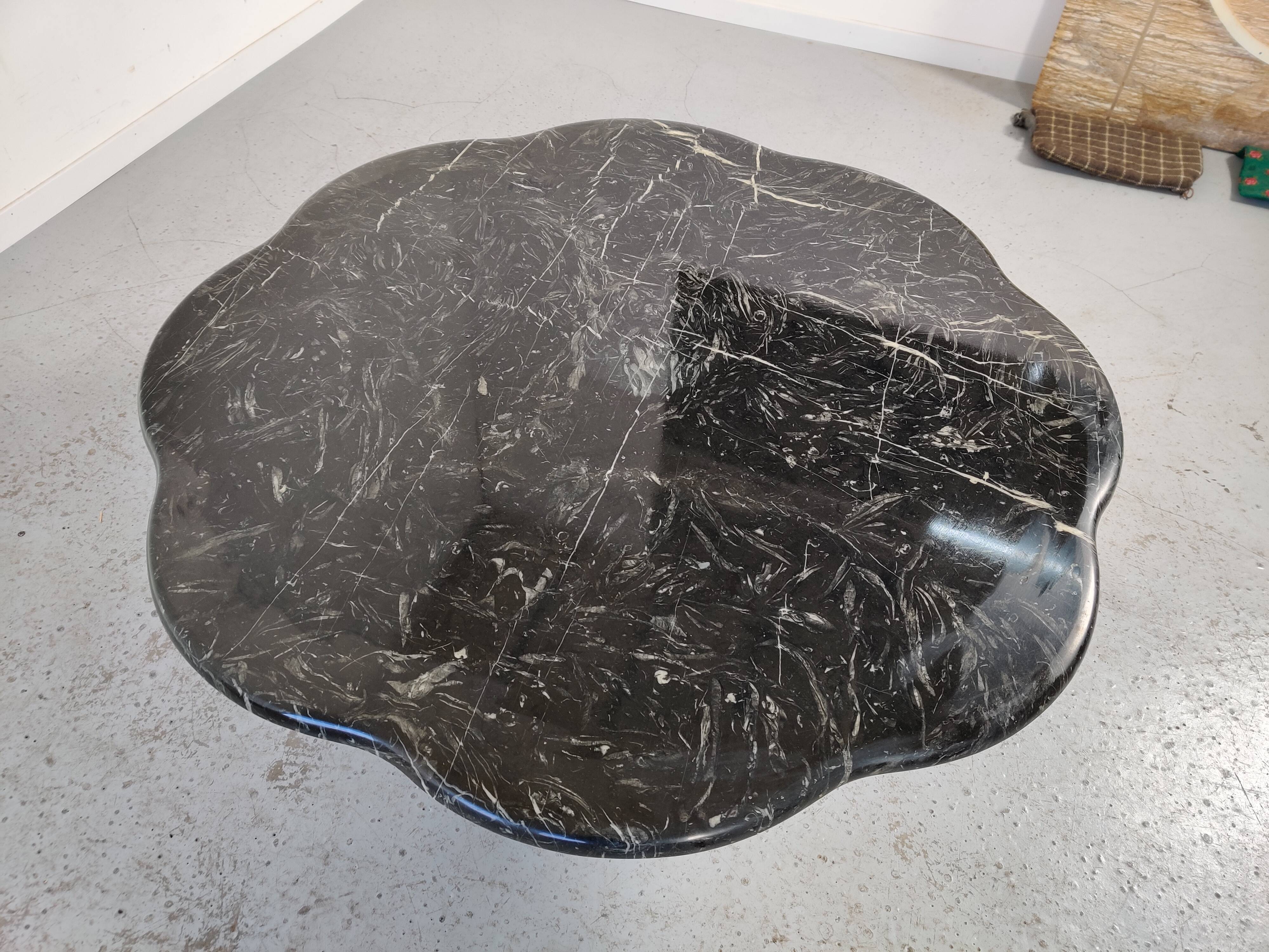 Black marble "cloud" coffee table, 70s/80s