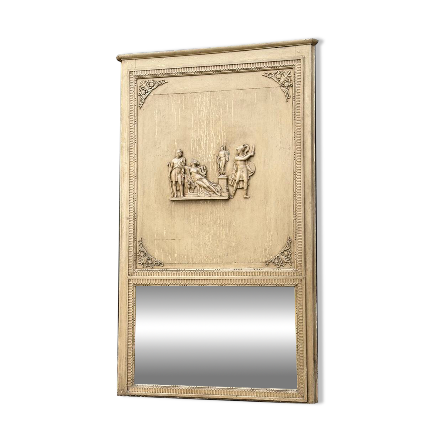 Directoire mirror or overmantel, stuccoed and painted wood, early 19th century.