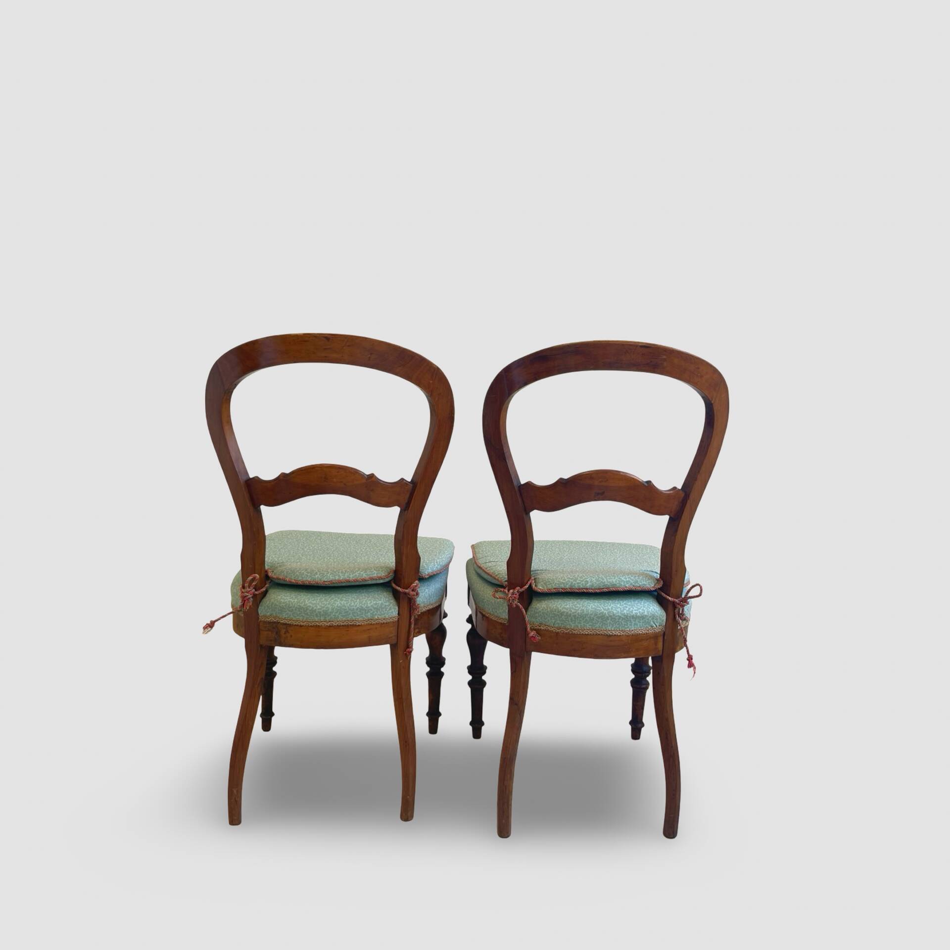 Antique Victorian era ballon back chairs and stool