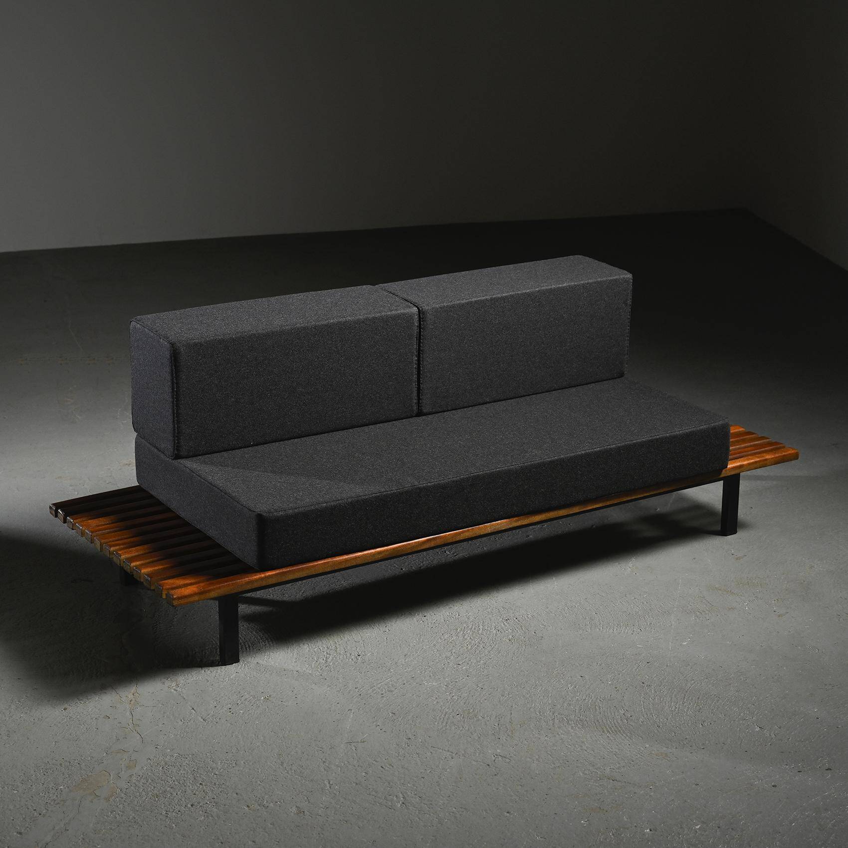 Cansado mahogany bench by Charlotte Perriand, circa 1962.
