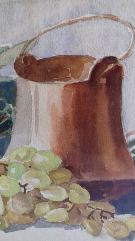 Ancient painting, watercolor with grapes