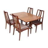 Table of dining room chairs in teak and retro vintage 1970s Nathan
