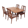 Table de salle à manger et chaises en teck rétro vintage années 1970 Nathan