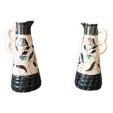 Pair of vases with handles made in Belgium 1950/1960.