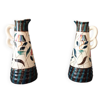 Pair of vases with handles made in Belgium 1950/1960.