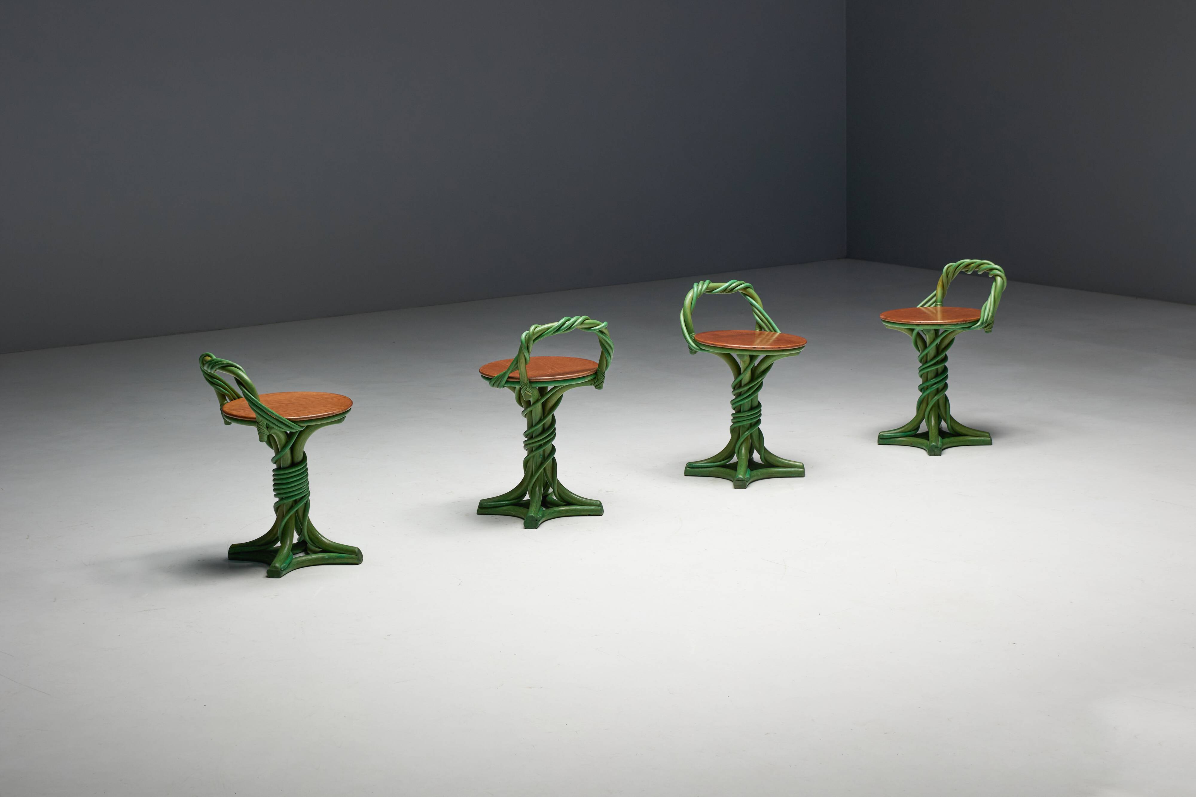 Whimsical Vine Twist Stools, France, Late 20th Century