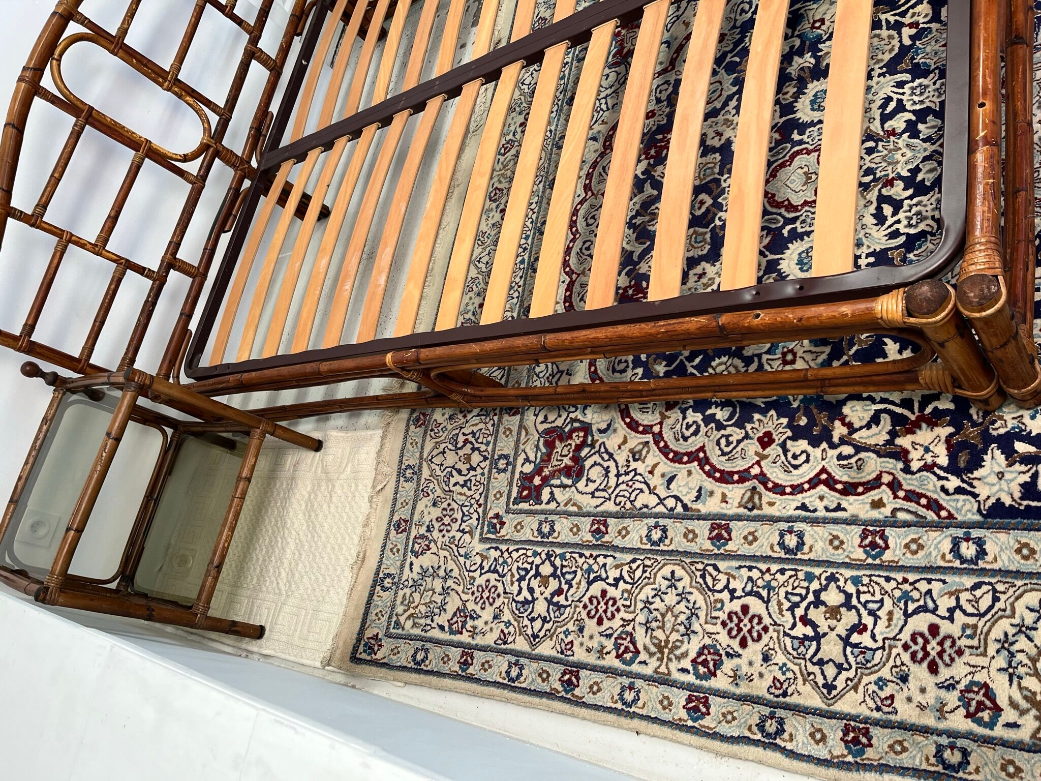 1970s vintage rattan bed