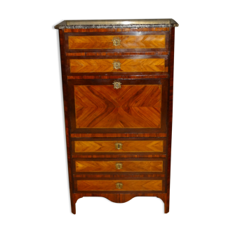 Secrétaire Louis XVI en plaquage de bois de rose et palissandre