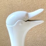 Carafe animalière grande oie in vintage white porcelain 80s