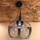 Old atomic age pendant lamp chromed metal & molded glass 70's vintage