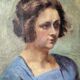 Oil on canvas portrait, vintage, bohemian countryside decoration.
