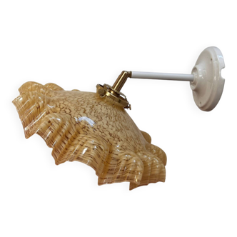 Vintage tilting wall light in gold Clichy glass