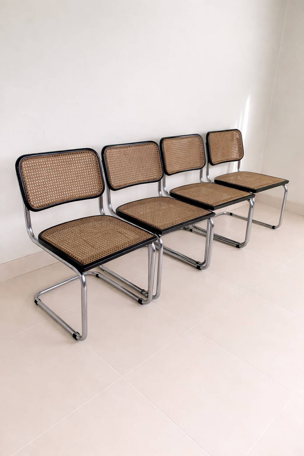 Set of 4 vintage Cesca B32 chairs by Marcel Breuer