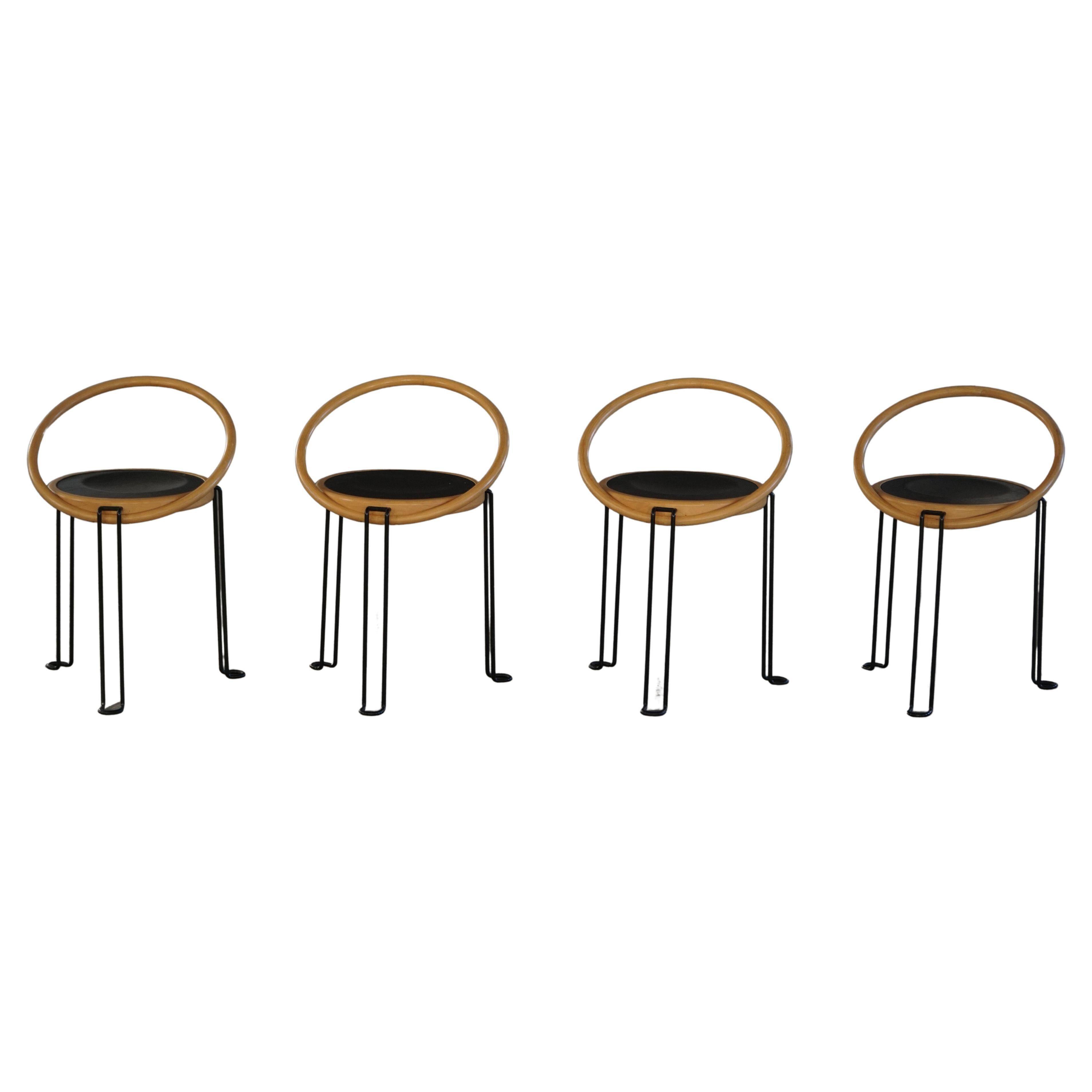Set of 4 sculptural dining chairs "Oblado" by Børge Lindau, modern Scandinavian, 1980.