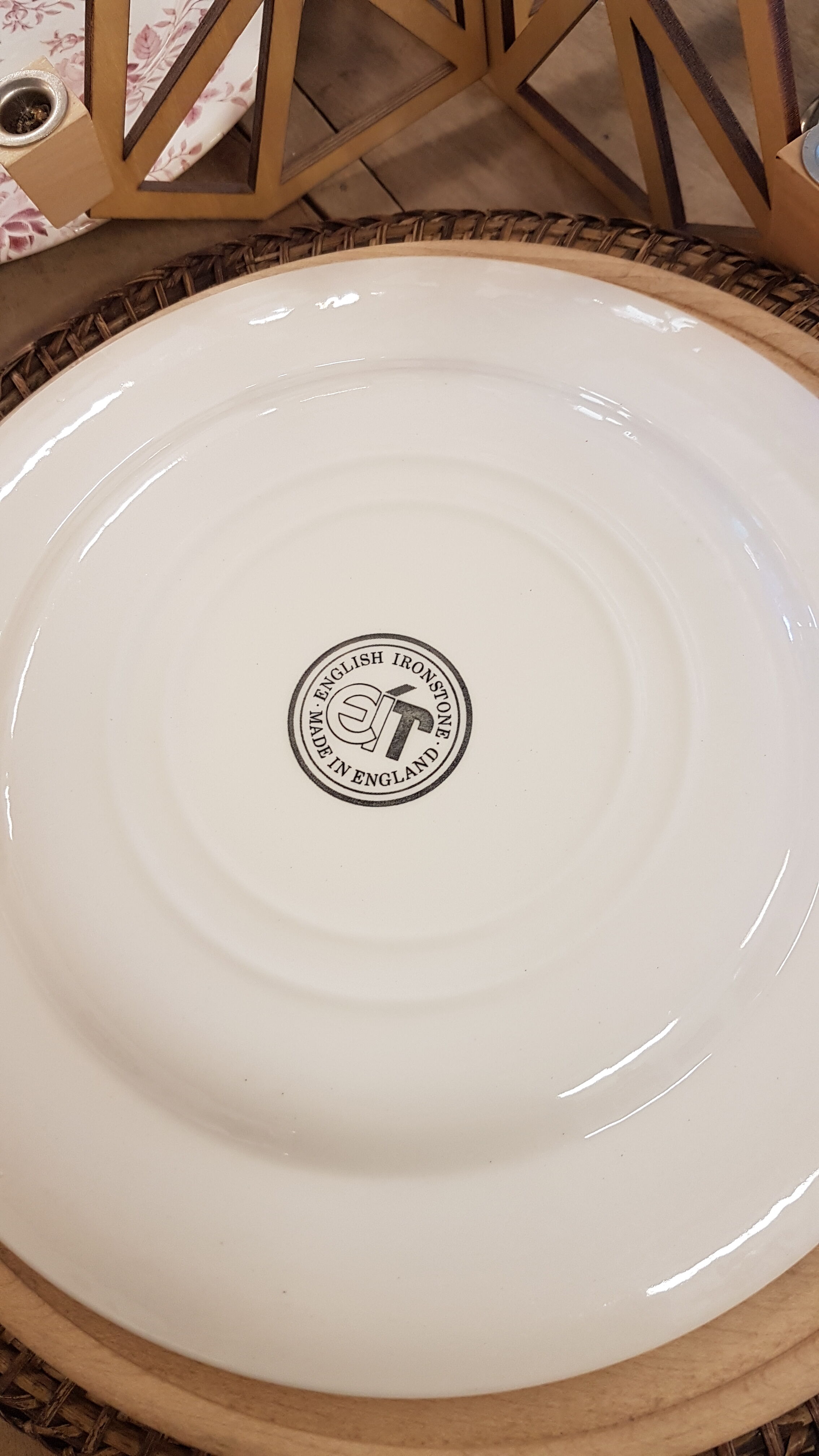 English plates earthenware ironstone rose floral pattern