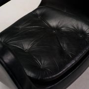 Black leather chaise longue by Olli Mannermaa for Finnart Ab, Finland, 1970