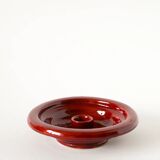 Large ceramic candlestick, handmade, red, 1970.