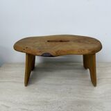 Brutalist solid wood side table /stool , 1970s