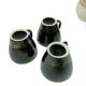 Set of three cups, mid-century modern, black ceramic, Poland, 1970s