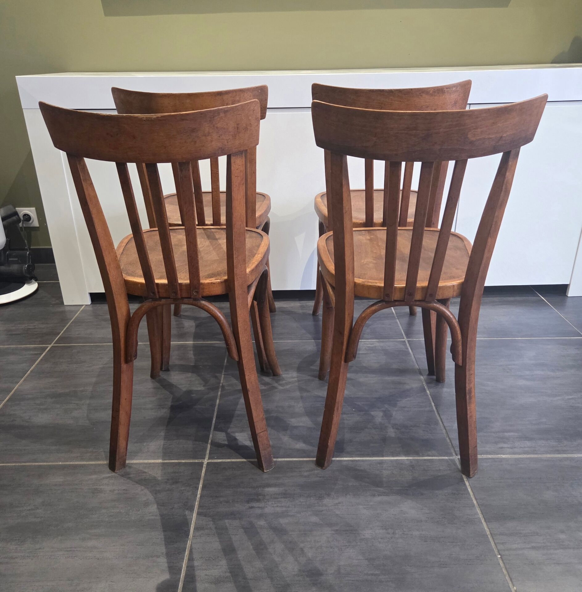 Lot de 4 chaises de bistrot Fischel vintage, années 1970