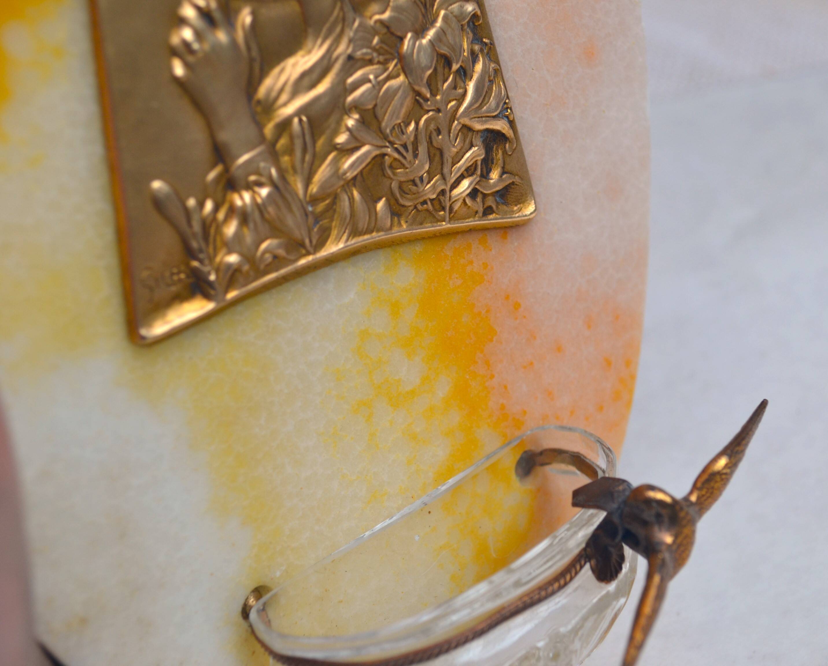 art nouveau holy water stoup Virgin