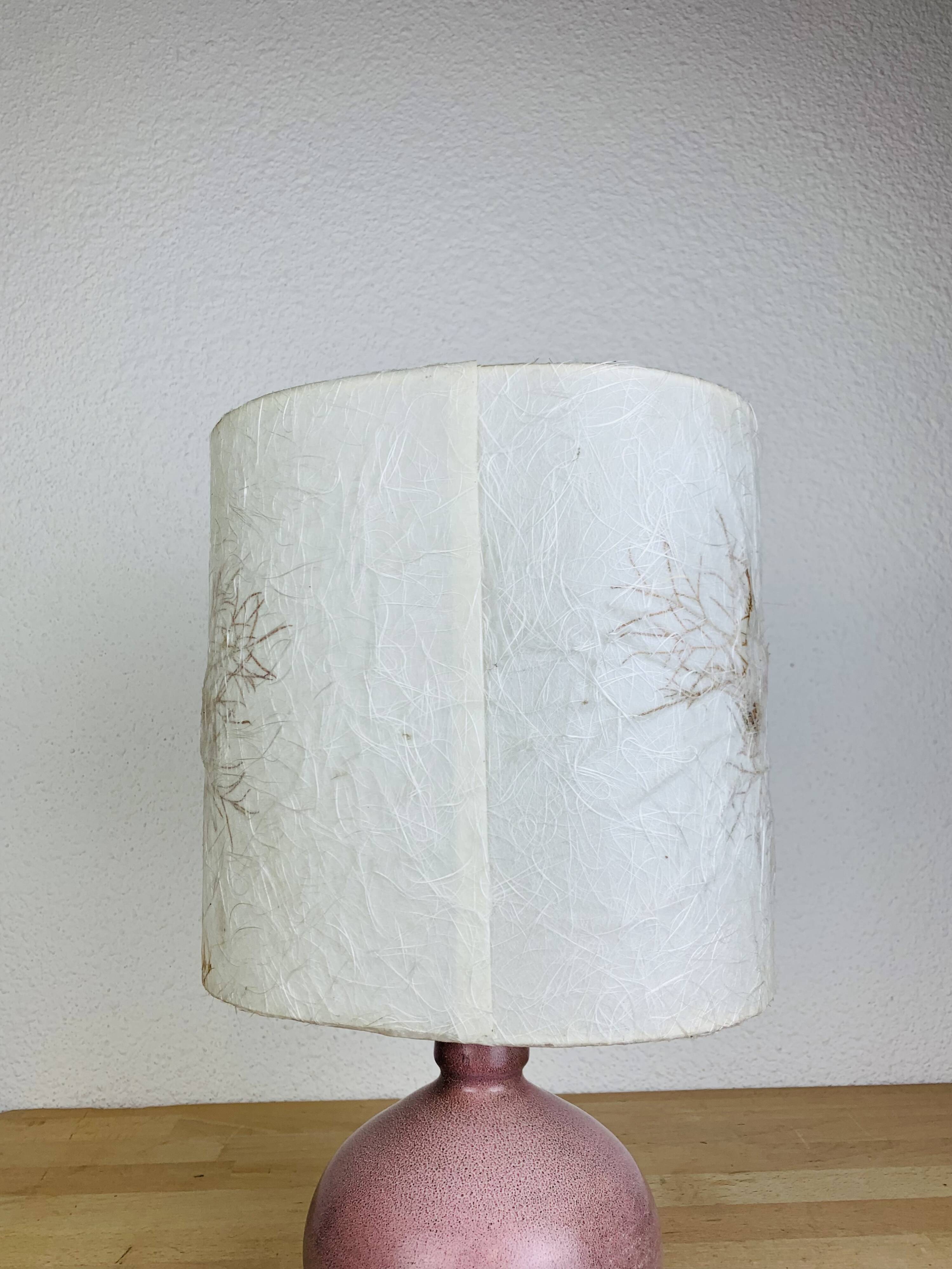 Pink ceramic ball lamp Vallauris, 60s, vintage