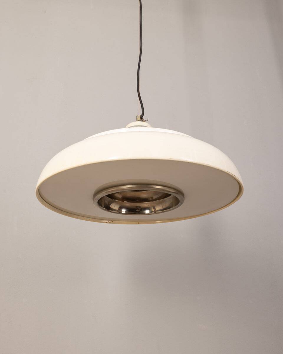 70s vintage chandelier in white metal Italian design