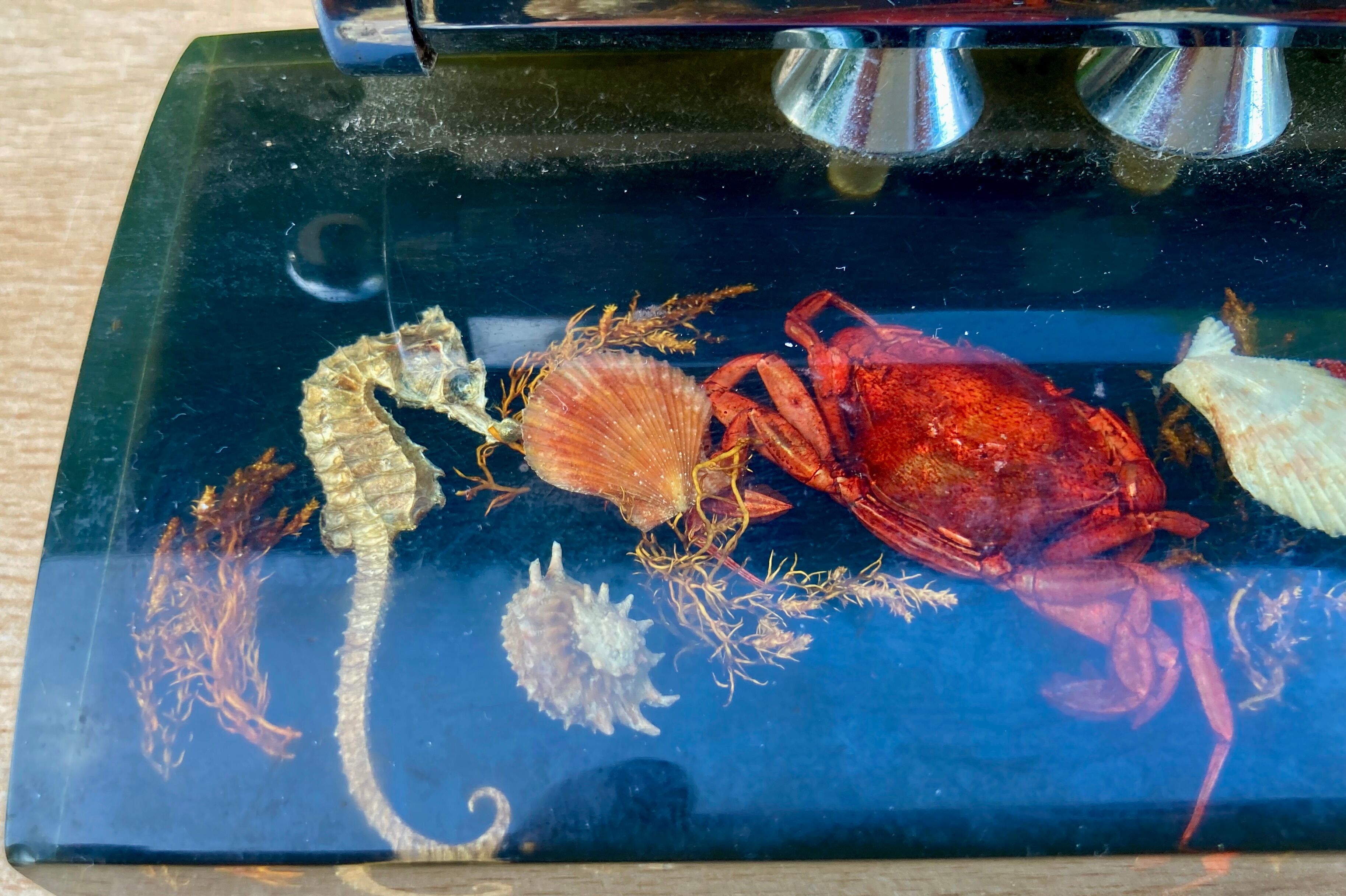 Perpetual office calendar resin with inclusions vintage seaside souvenir