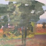 Swedish Modernist Landscape Oil Painting 1960s