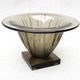 Art Deco bowl in smoked glass with geometric patterns