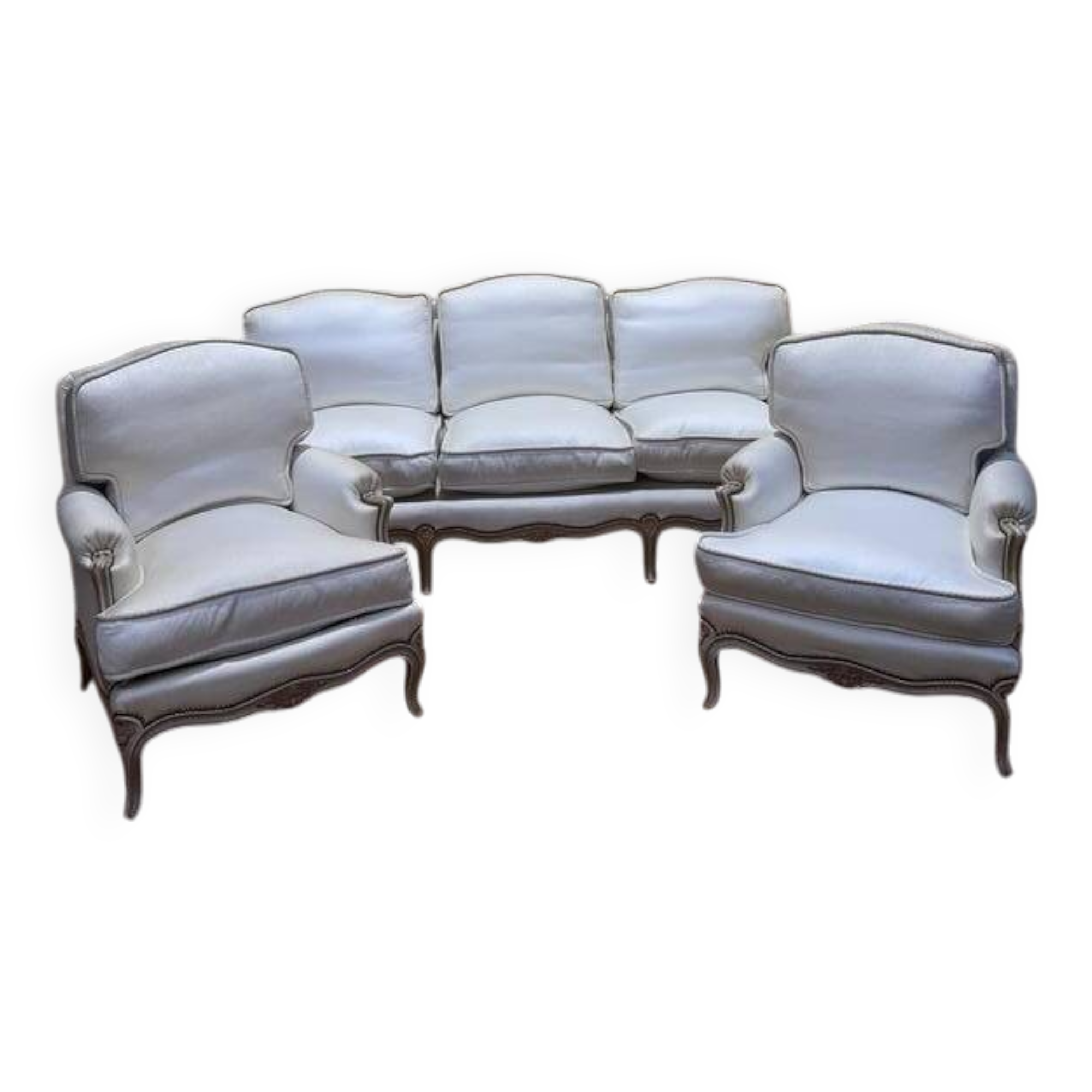 Salon canapé et paire de fauteuils de style Louis XV