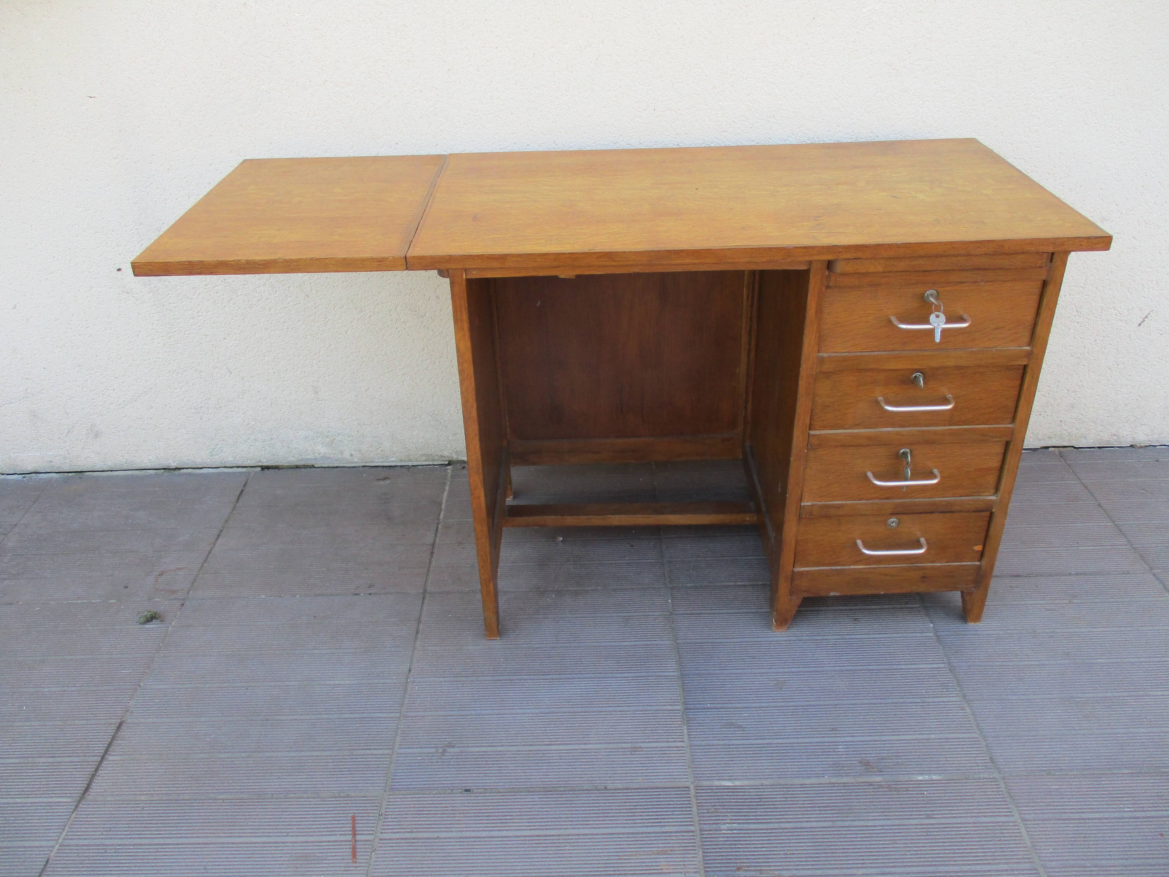 Desk oak vintage style english drawer and extension
