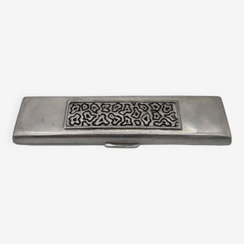 Pewter pencil box. The pewters of La Fontaine Paris.