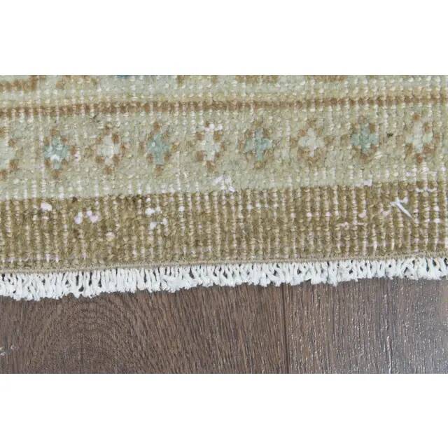 1970s Vintage Persian Handmade Wool Cotton Green Area Rug 295x400