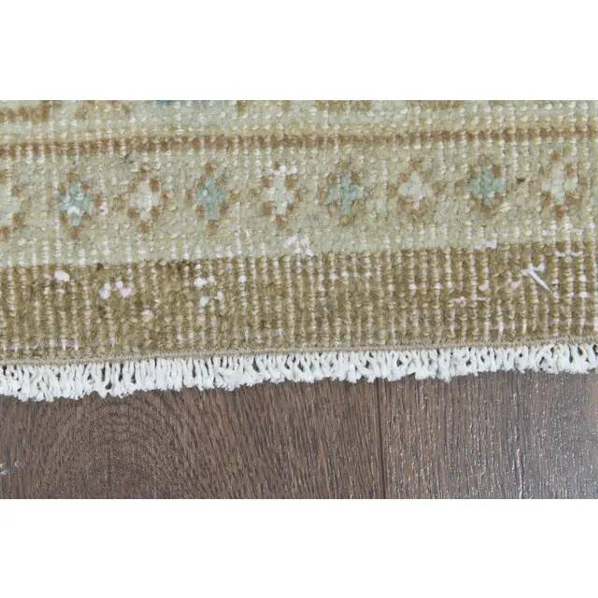 1970s Vintage Persian Handmade Wool Cotton Green Area Rug 295x400