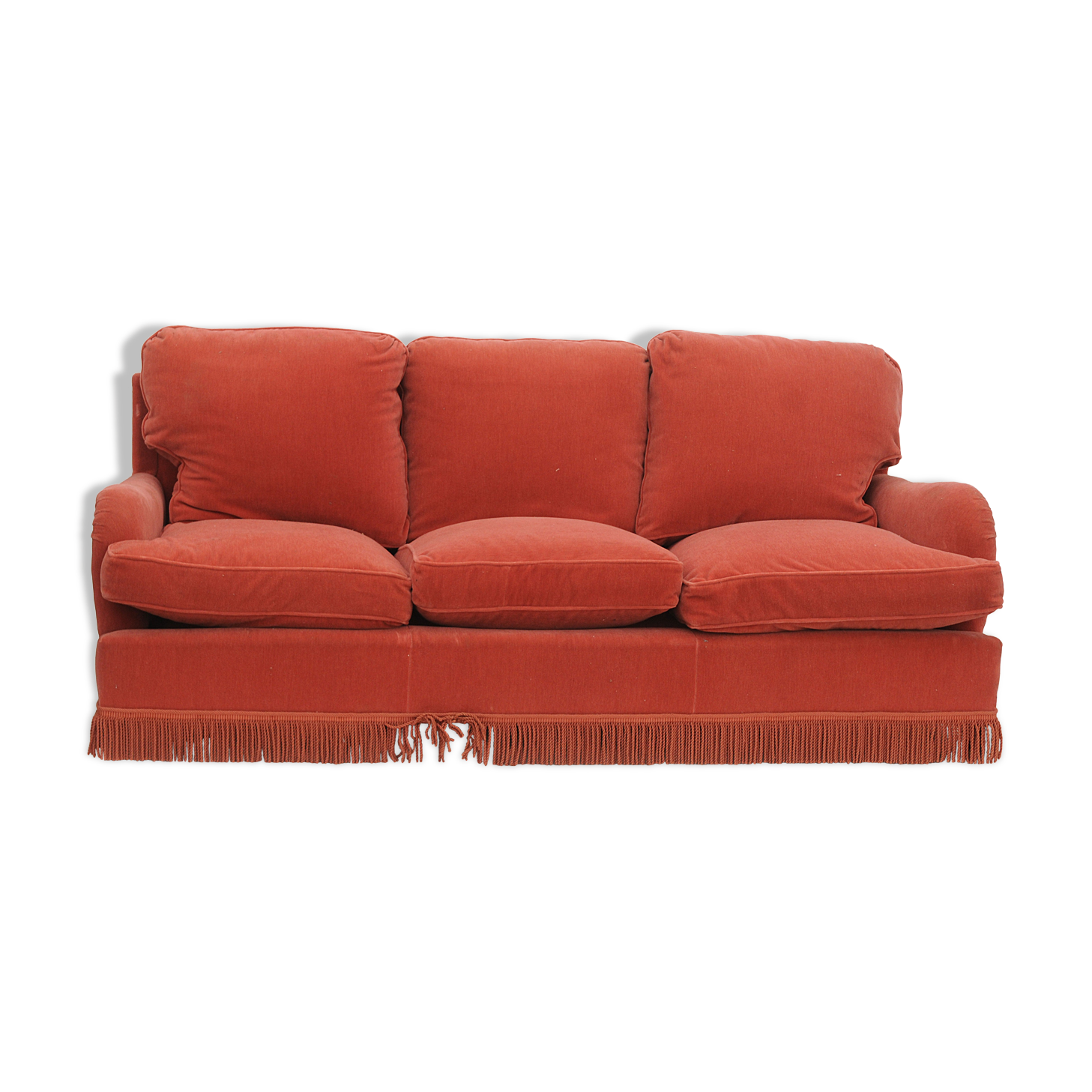 3-seater red fabric sofa
