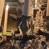 Louis XV style cage chandelier with thirty lights in silver metal