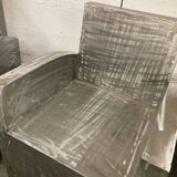 Pair of industrial metal armchairs