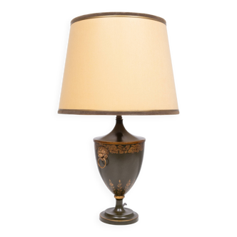 Lampe de table tôle en métal peint en vert années 1960 france