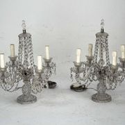 Maria Theresa Crystal Candelabra Table Lamps. Set of two. Italy 1940s