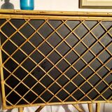 Bar in rattan, bamboo and faux black leather