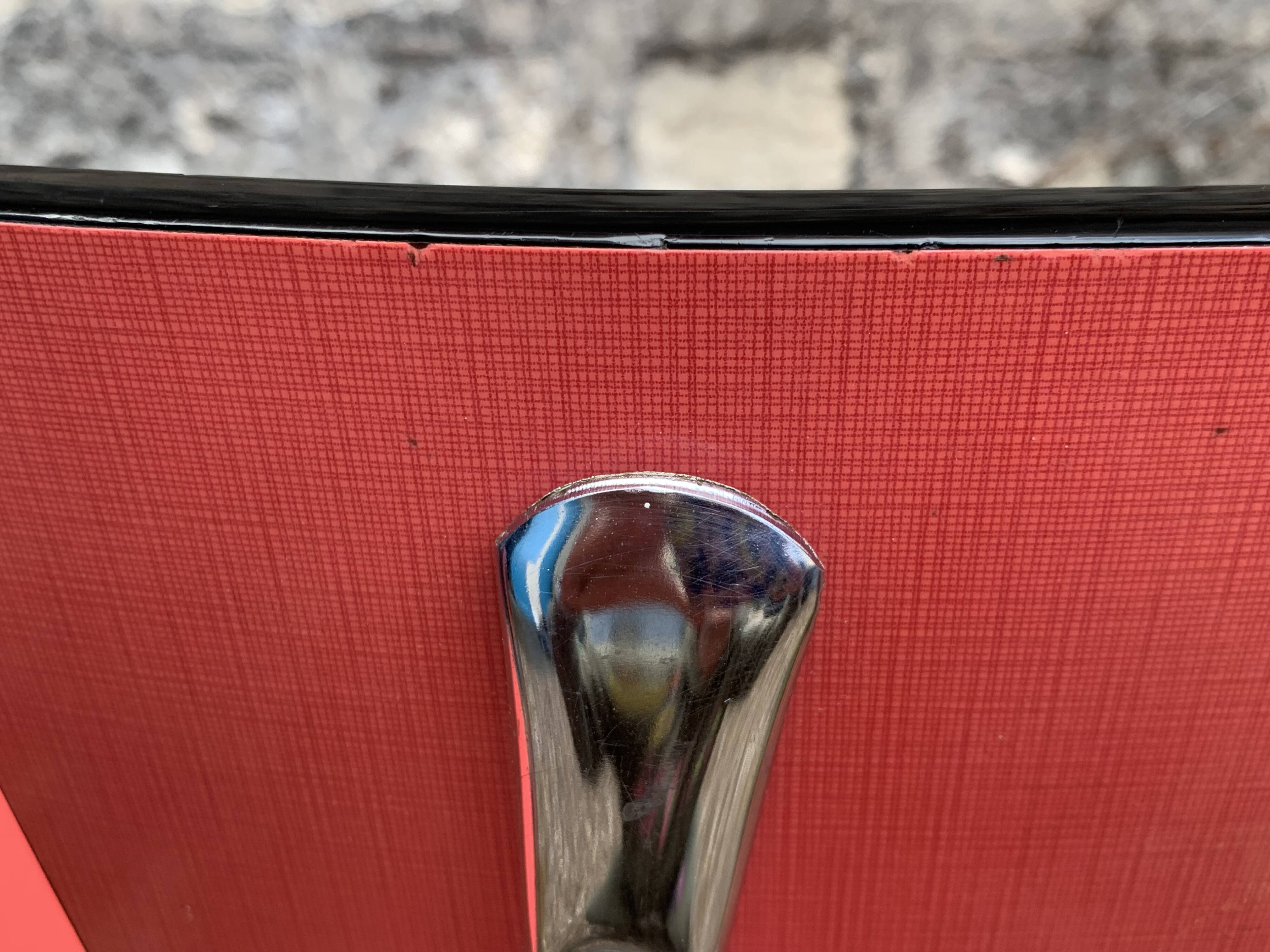 Pair of red Formica chairs Roc 1960