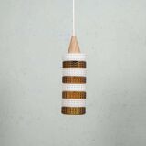 Vintage glass suspension, amber glass cylinder, pendant lamp.