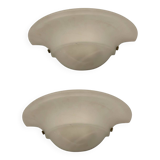 Set of 2 White Marbled Glass Wall Sconces by Zonca, Italy, 1980s